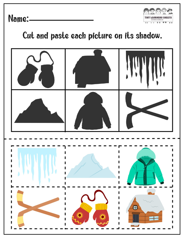 Winter Shadow Matching Worksheet